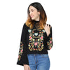Stylish Stand Collar Long Sleeve Embroidery Women Sweater
