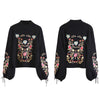 Stylish Stand Collar Long Sleeve Embroidery Women Sweater