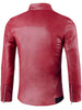 Flap Button Embellished Faux Leather Jacket