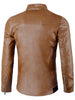 Flap Button Embellished Faux Leather Jacket