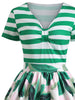 Tropical Print Striped Pin Up Vintage Dress