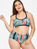Plus Size Geometric Strappy Bikini Set