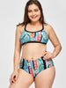 Plus Size Geometric Strappy Bikini Set