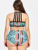 Plus Size Geometric Strappy Bikini Set