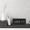LED Wooden Alarm Clock Thermometer with Sound Control