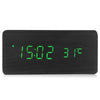 LED Wooden Alarm Clock Thermometer with Sound Control