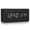 LED Wooden Alarm Clock Thermometer with Sound Control