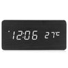 LED Wooden Alarm Clock Thermometer with Sound Control