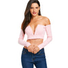 Strapless V Cut Long Sleeve Crop Top