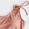 Two Tone Lace-up One Shoulder Swimsuit