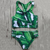 Scoop Neck Leaves Print Cut Out Bikini Set