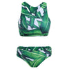 Scoop Neck Leaves Print Cut Out Bikini Set