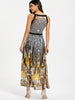 Round and Leopard Print Sleeveless Maxi Dress
