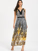 Round and Leopard Print Sleeveless Maxi Dress
