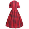 Plus Size Checked Shirt Collar Vintage Dress