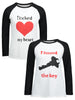 Graphic Print Raglan Sleeve Couple T-shirt