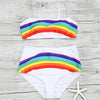 High Waisted Rainbow Print Bikini Set