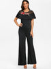 Embroidered Ruffled Wide Leg Jumpsuit