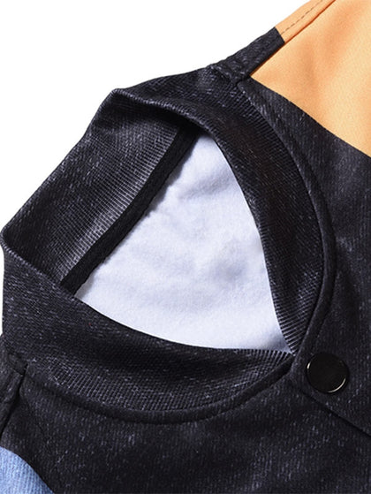 Zipper Pocket 3D Print Color Block Jacket