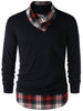Plaid Trim Heaps Collar Top