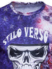 Crew Neck Skull Tie Dye Print Long Sleeve T-shirt