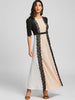 Lace Insert Color Block Party Maxi Dress