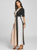 Lace Insert Color Block Party Maxi Dress