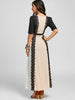 Lace Insert Color Block Party Maxi Dress