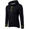Hooded Oblique Buttons Design Embroidered T-shirt