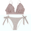 Frill Hem Stripe Tie Side Bikini Set