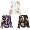 Women Long Sleeve Cross Belt Blouse V Neck Design