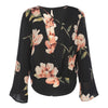 Women Long Sleeve Cross Belt Blouse V Neck Design
