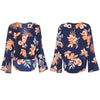 Women Long Sleeve Cross Belt Blouse V Neck Design