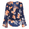 Women Long Sleeve Cross Belt Blouse V Neck Design