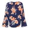 Women Long Sleeve Cross Belt Blouse V Neck Design