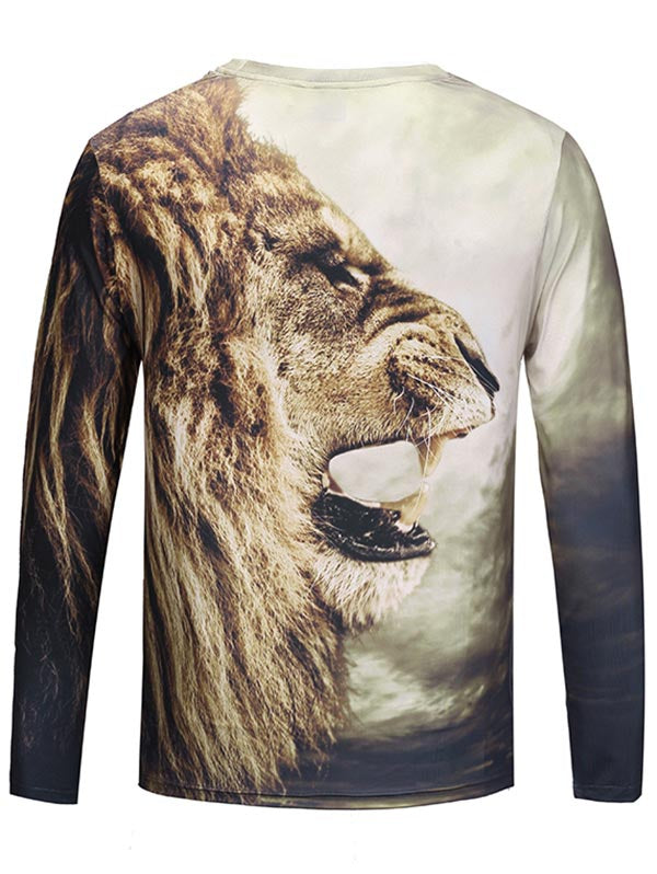 Crew Neck Roar Lion 3D T-shirt