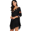Floral Crochet Flounce Beach Tunic Cover-Up