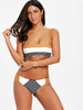 Striped Bandeau Thong Bikini Set
