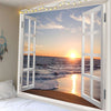 Waterproof Sunset Seascape Beach Print Wall Tapestry
