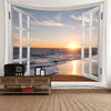 Waterproof Sunset Seascape Beach Print Wall Tapestry