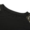 Round Collar Long Sleeve Hollow Out Lace Women T-shirt