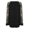 Round Collar Long Sleeve Hollow Out Lace Women T-shirt