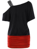 Cat Print Skew Collar Tunic T-shirt