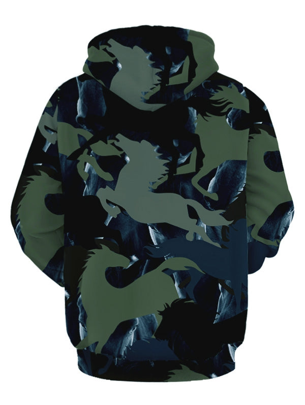 Horse Pattern Camouflage Pullover Hoodie