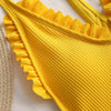 Ribbed Frilled Trim Cami Strap Swimsuit