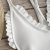 Ribbed Frilled Trim Cami Strap Swimsuit
