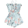 Spaghetti Strap Flora Print Ruffle High Waist Women Romper