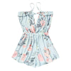Spaghetti Strap Flora Print Ruffle High Waist Women Romper