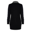 Turtleneck Long Sleeve Stripe Button Women Knitted T-shirt
