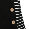 Turtleneck Long Sleeve Stripe Button Women Knitted T-shirt